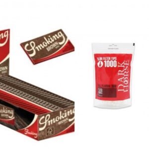 Papel Smoking Brown Doble Corto 70mm Tipo B + 1000 Filtros Slim con papel